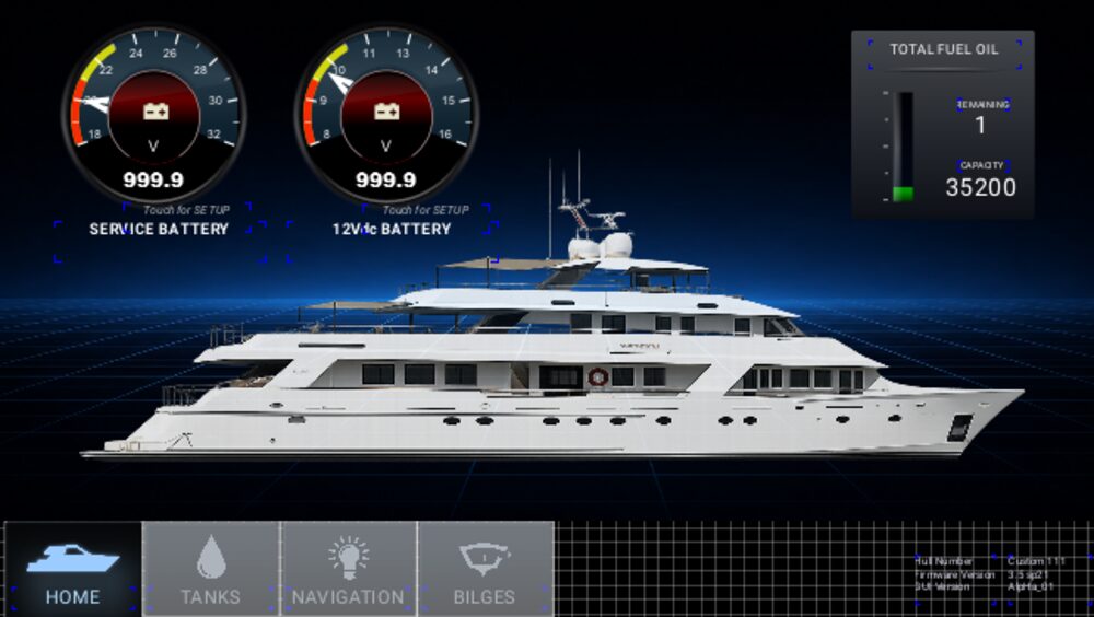 Schermata principale e panoramica del sistema — Raymarine YachtSense
