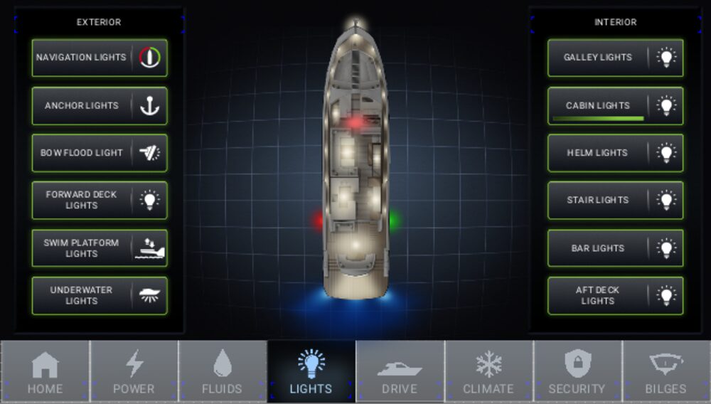 Controllo dell’illuminazione — Raymarine YachtSense
