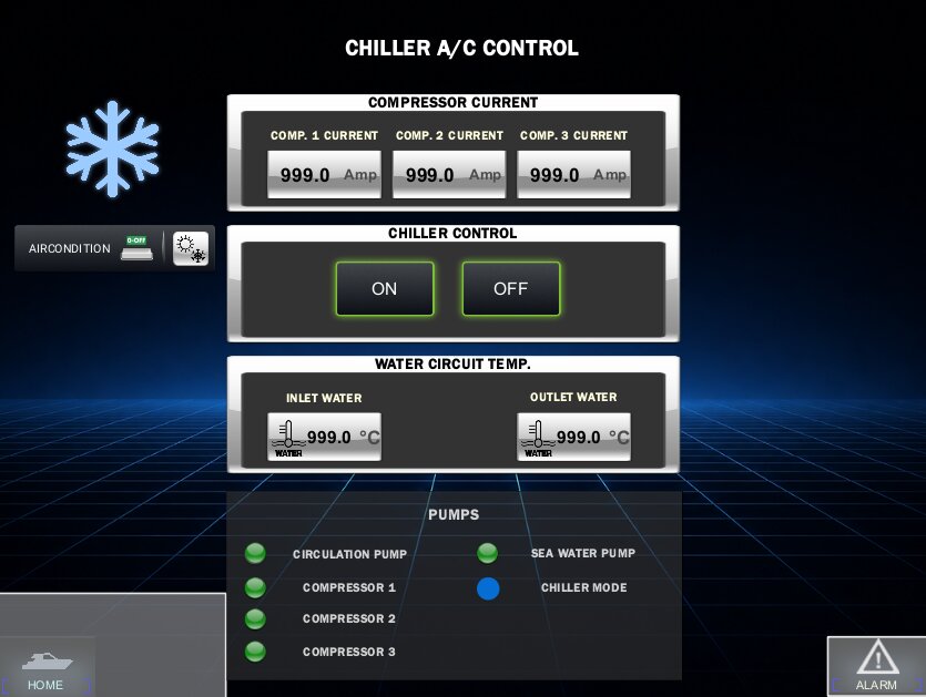 Chiller Air-Conditioning Control — Ferretti F890 Automation System