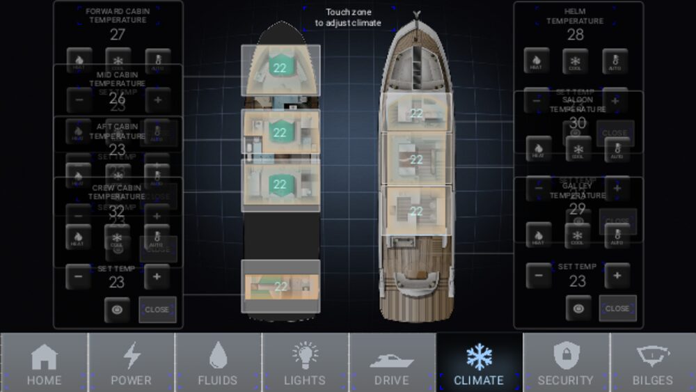 Controllo della climatizzazione — Raymarine YachtSense