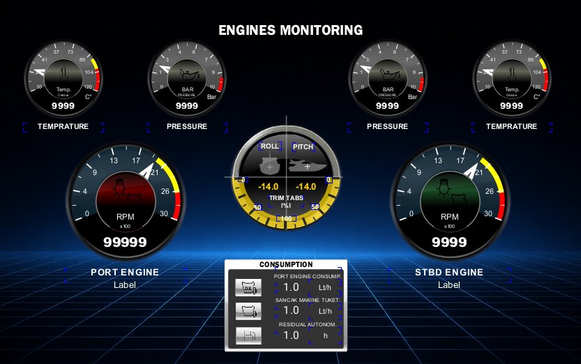 Engine Monitoring Panel — Ferretti F890 Automation System