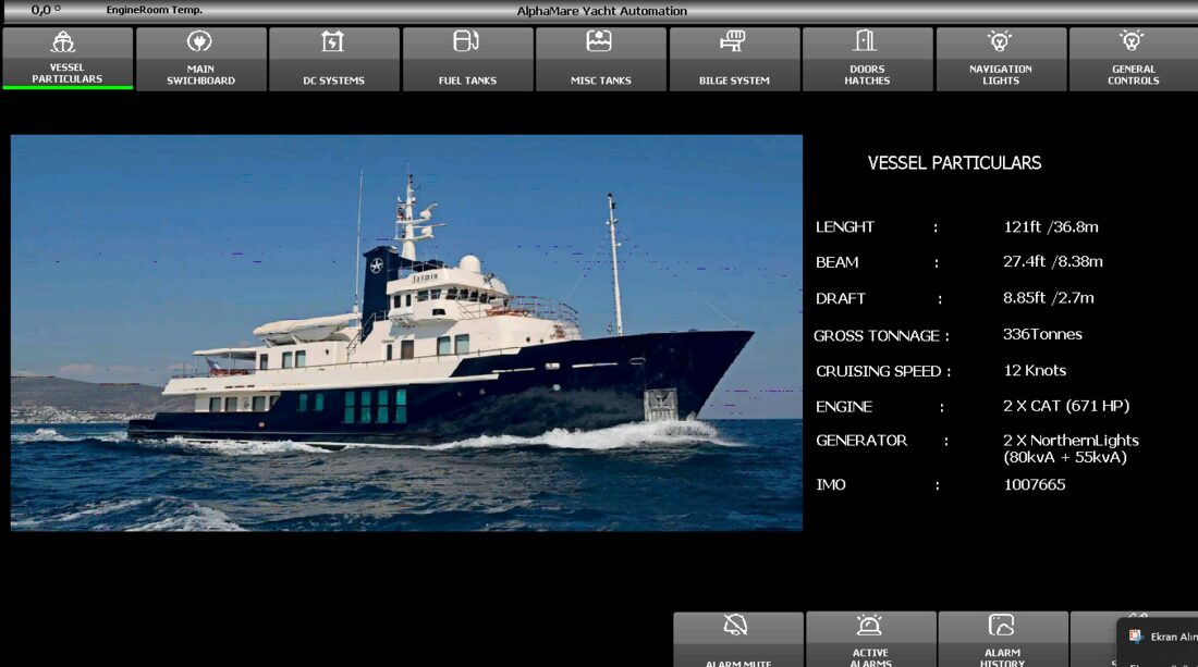 Vessel Particulars — M/Y Jasmin AMS System